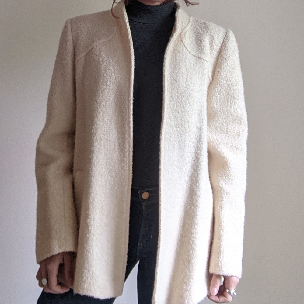 White wool coat jacket